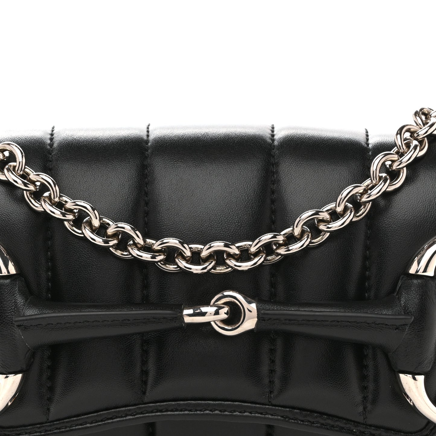 Nappa Vertical Matelasse Small Maxi Horsebit Chain Shoulder Bag Black