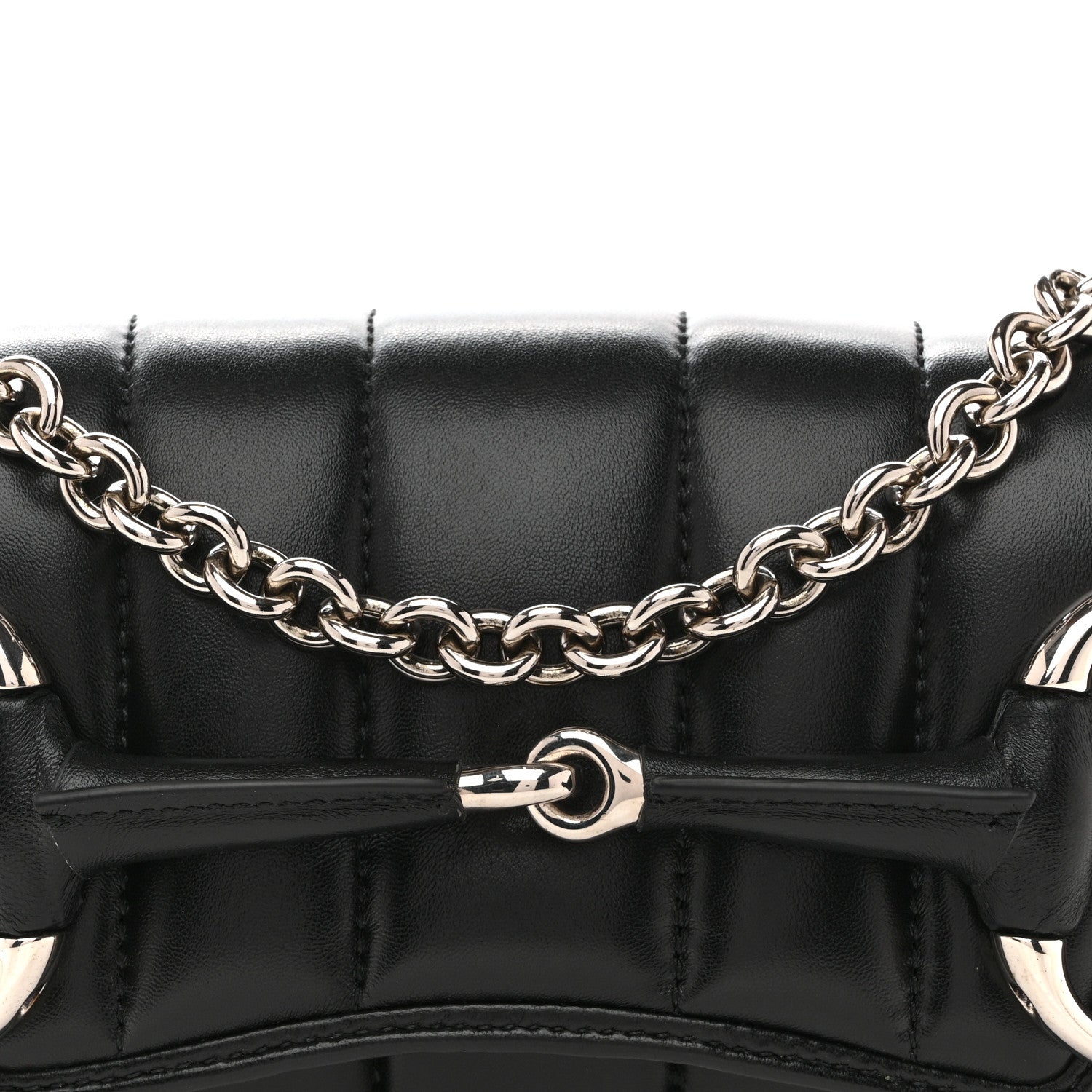 Gucci Nappa Vertical Matelasse Small Maxi Horsebit Chain Shoulder Bag Black 8 of 10