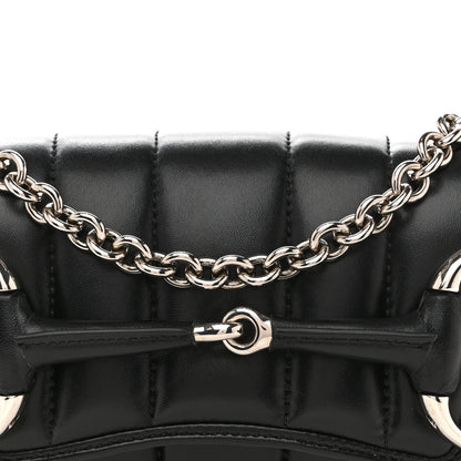 Gucci Nappa Vertical Matelasse Small Maxi Horsebit Chain Shoulder Bag Black 8 of 10