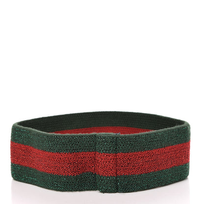 Gucci Lame Elastic Web Headband L Green Red 3 of 6