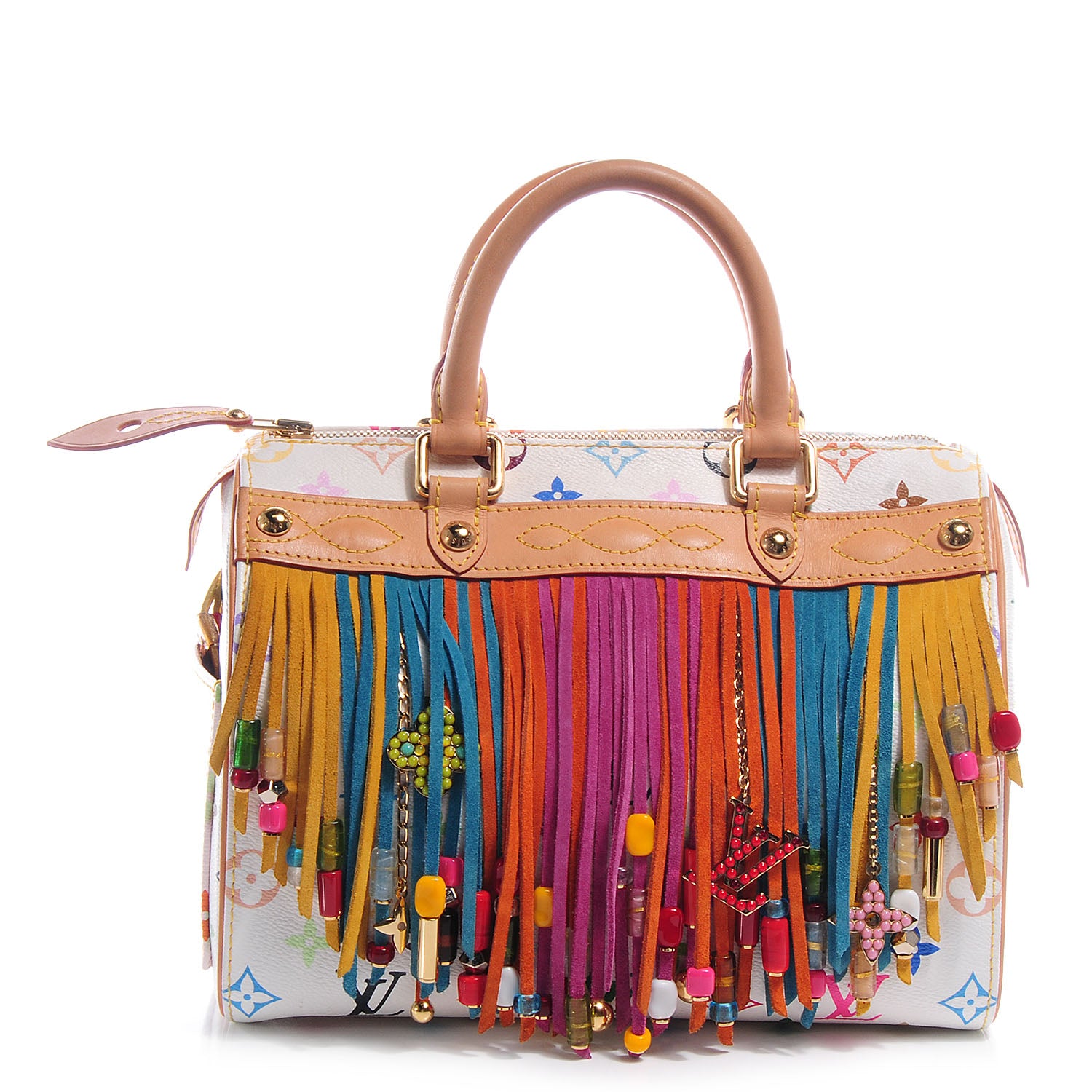 Louis Vuitton Monogram Multicolor Fringe Speedy 25 White 1 of 7
