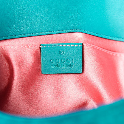 Gucci Velvet Matelasse Mini GG Marmont Shoulder Bag Pavone Cyan 5 of 9