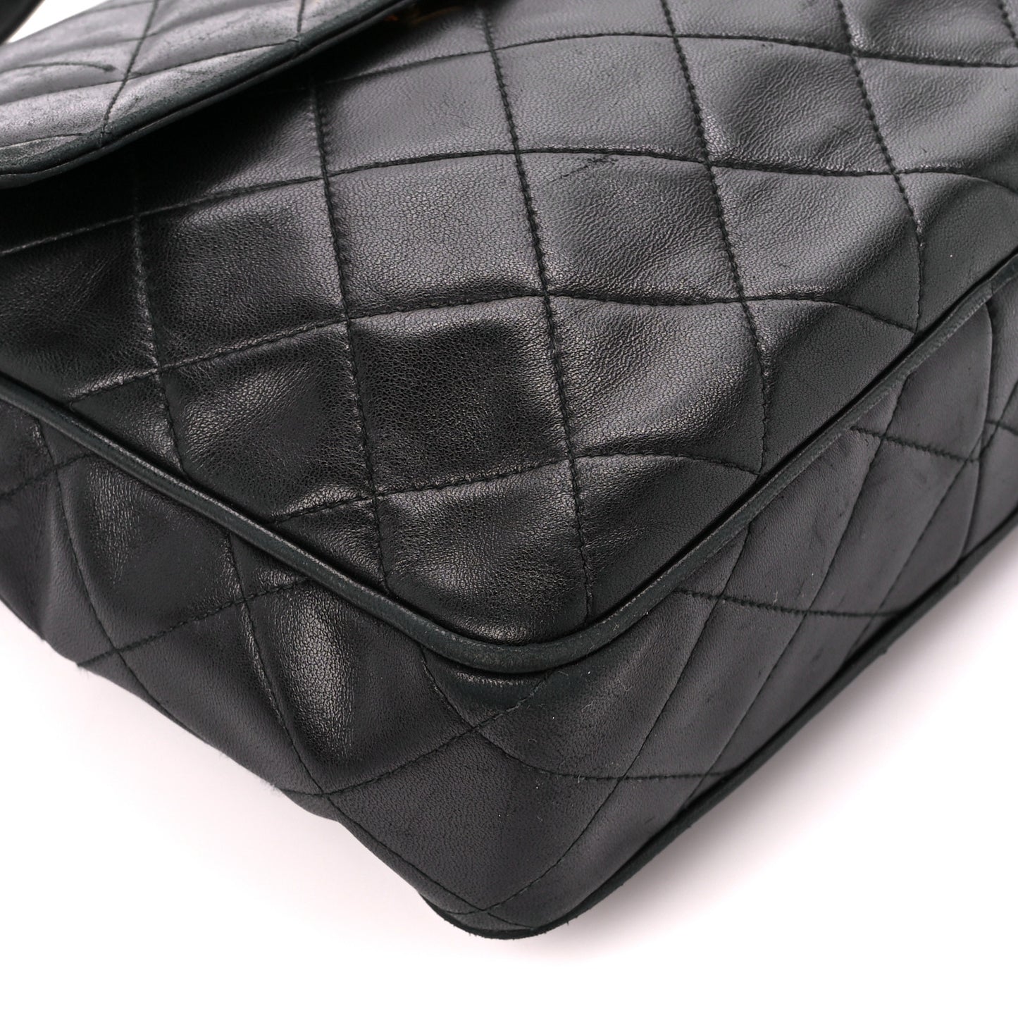 Lambskin Quilted Flap Camera Case Black