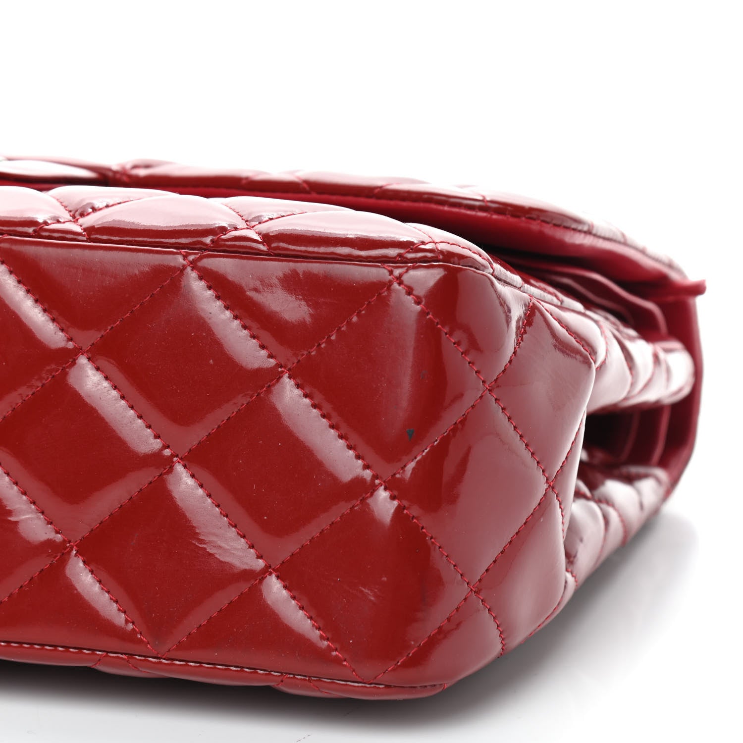 Chanel Patent Quilted Jumbo Double Flap Red 7 of 10