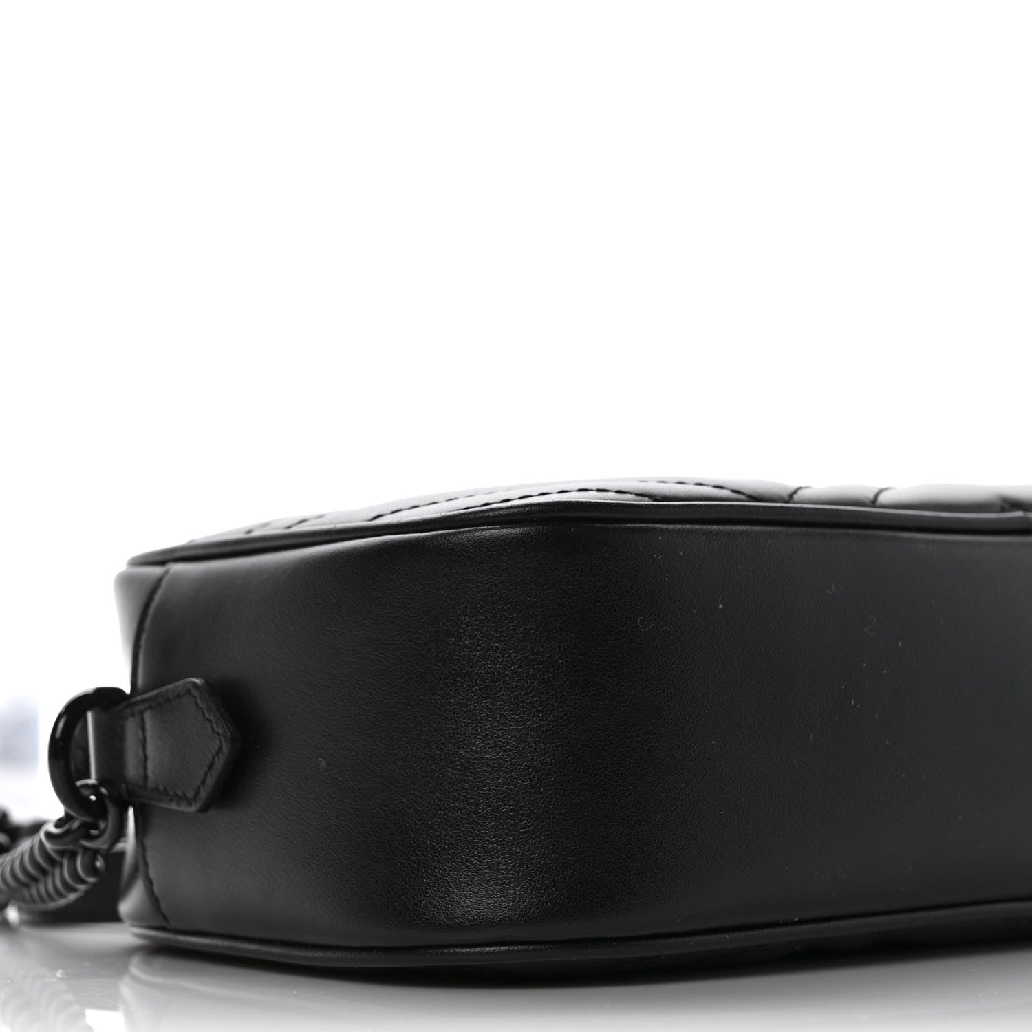 Gucci Calfskin Matelasse Monochrome Small GG Marmont Chain Shoulder Bag Black 8 of 9