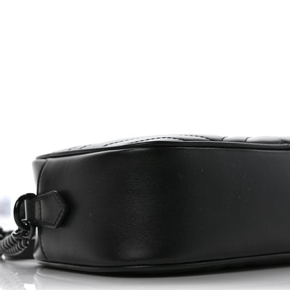 Gucci Calfskin Matelasse Monochrome Small GG Marmont Chain Shoulder Bag Black 8 of 9