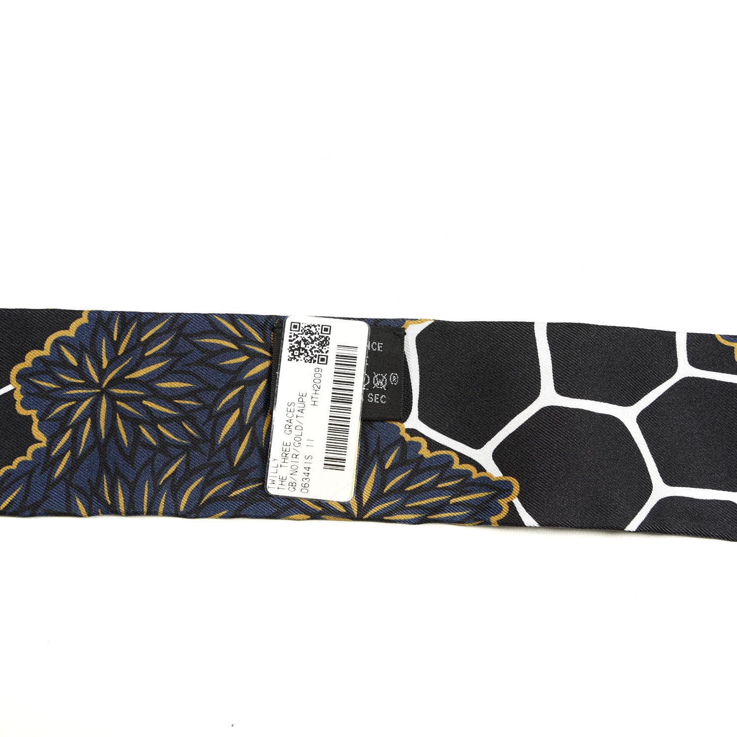 Hermes Silk Three Graces Twilly Black Gold Taupe 2 of 5