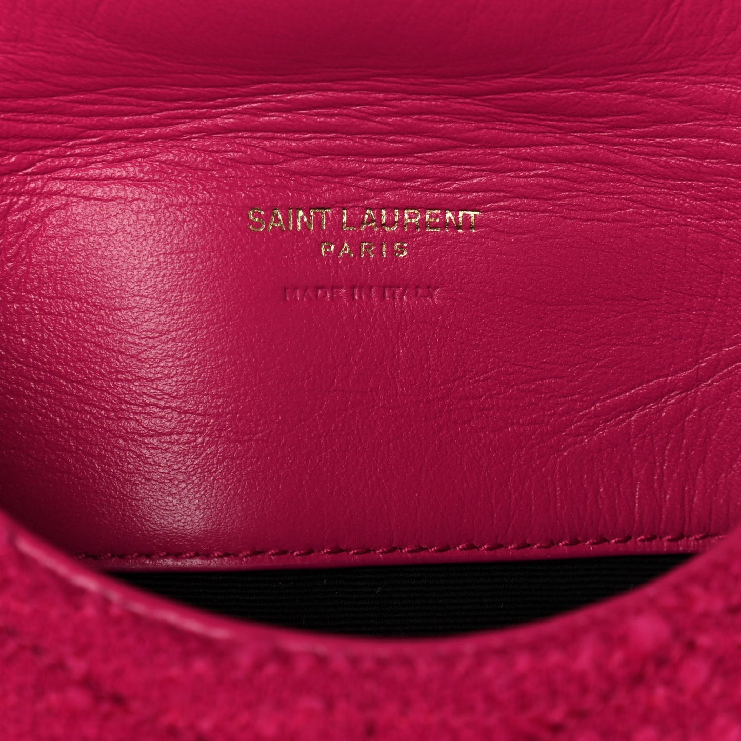 Boucle Tweed Quilted Loulou Puffer Monogram Pouch Clutch Magenta