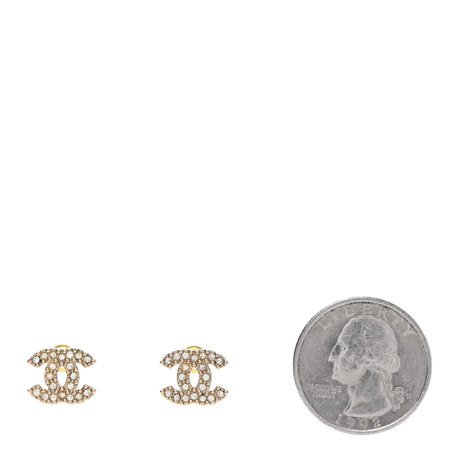 Chanel Crystal CC Earrings Gold 2 of 5