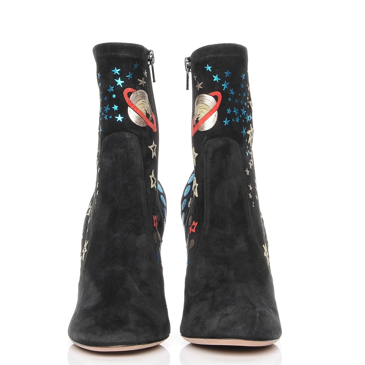 Printed Suede Astro Couture Ankle Boots 37 Black
