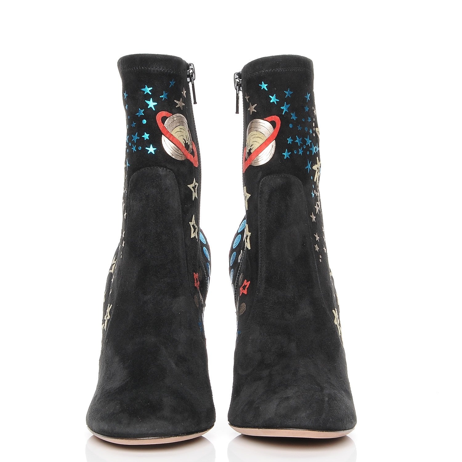 Valentino Garavani Printed Suede Astro Couture Ankle Boots 37 Black 3 of 8