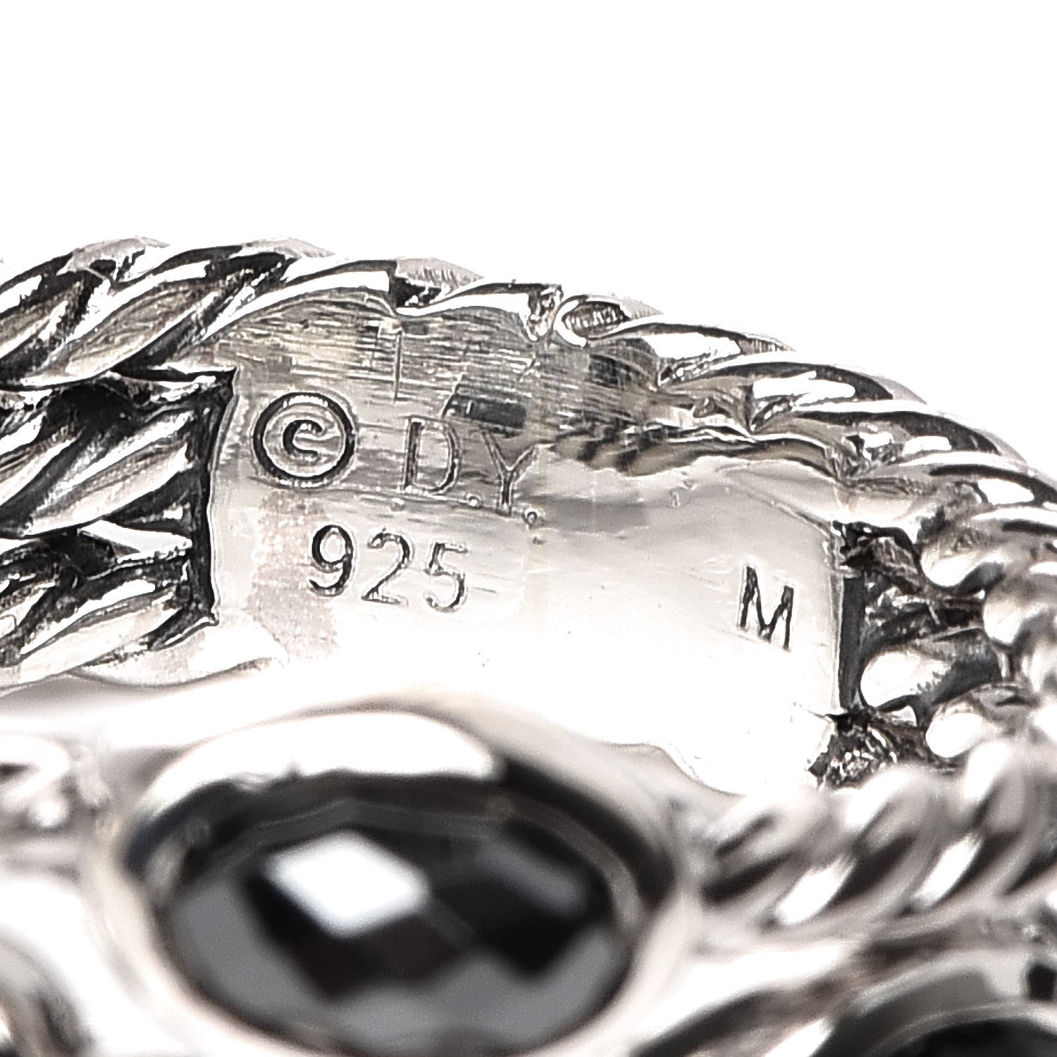 David Yurman Sterling Silver Diamond Black Onyx Hematine Confetti 3 Row Ring 50 5.5 5 of 5