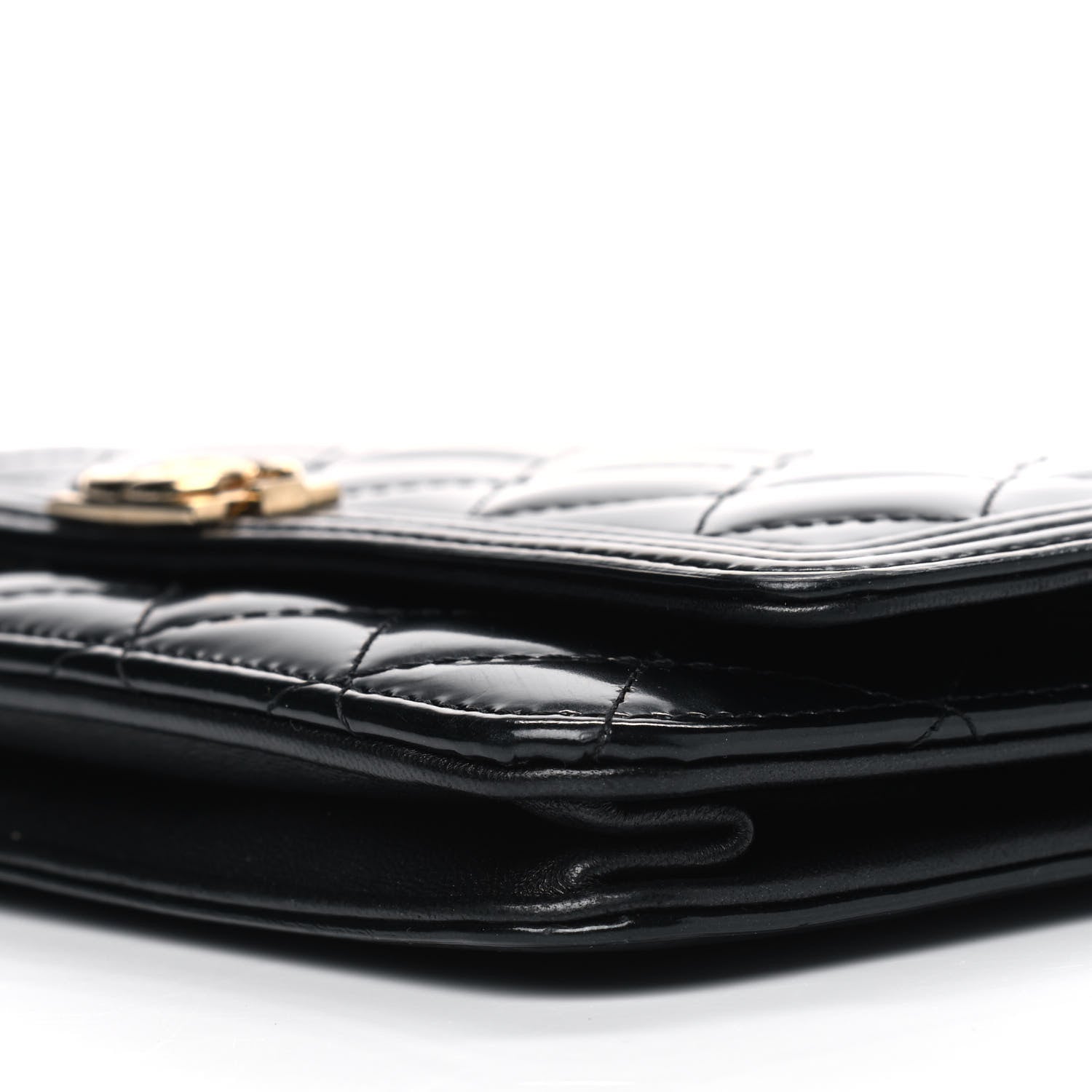 Chanel Patent Calfskin Quilted Boy Wallet On Chain WOC Black 7 of 7