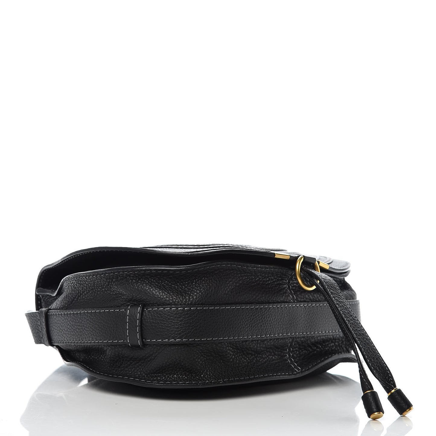 Calfskin Medium Marcie Round Crossbody Bag Black