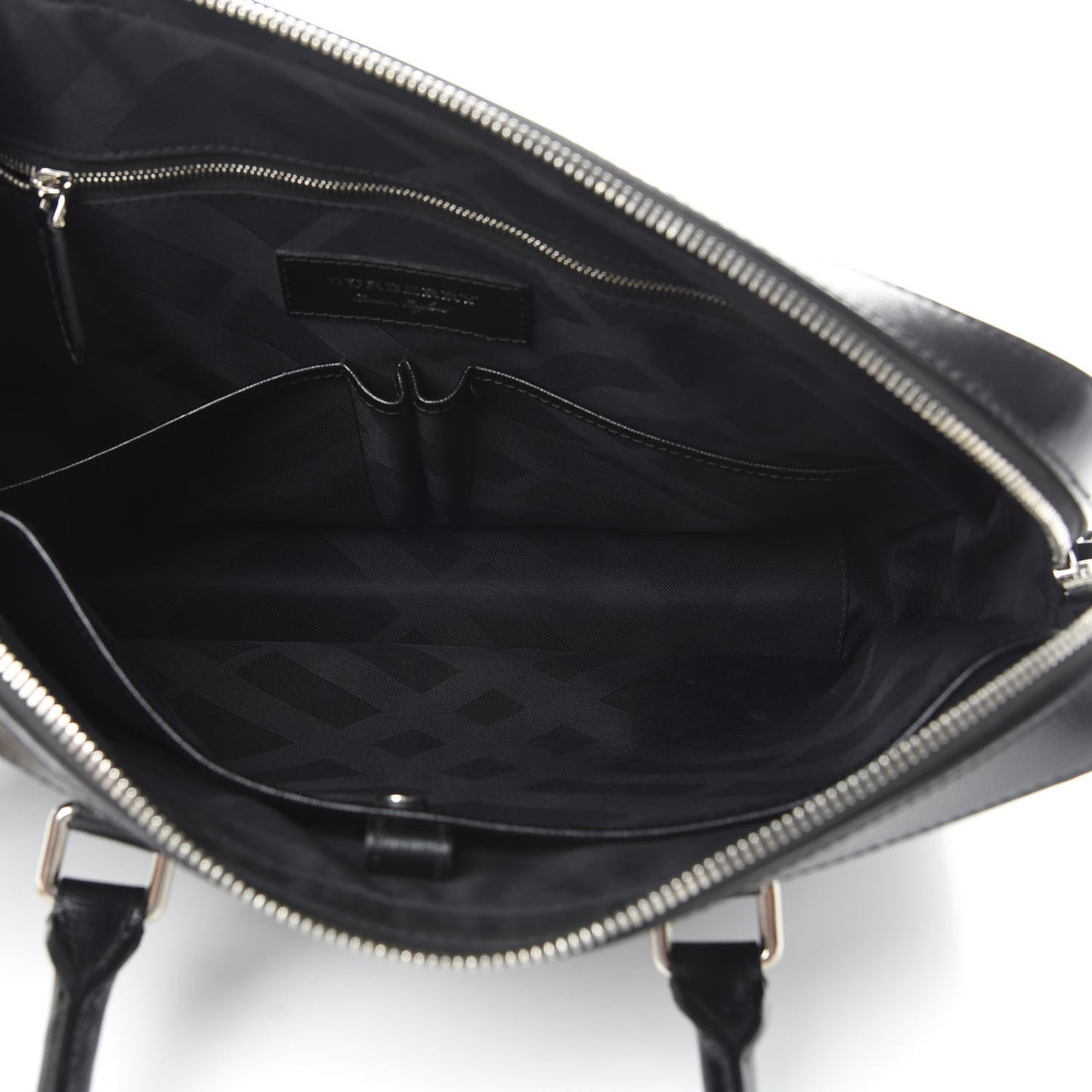 Textured Calfskin Barrow Briefcase Black