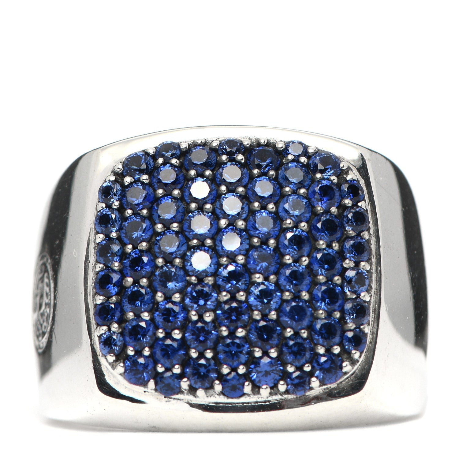 David Yurman Sterling Silver Blue Sapphire Signet Ring 57 8 1 of 5