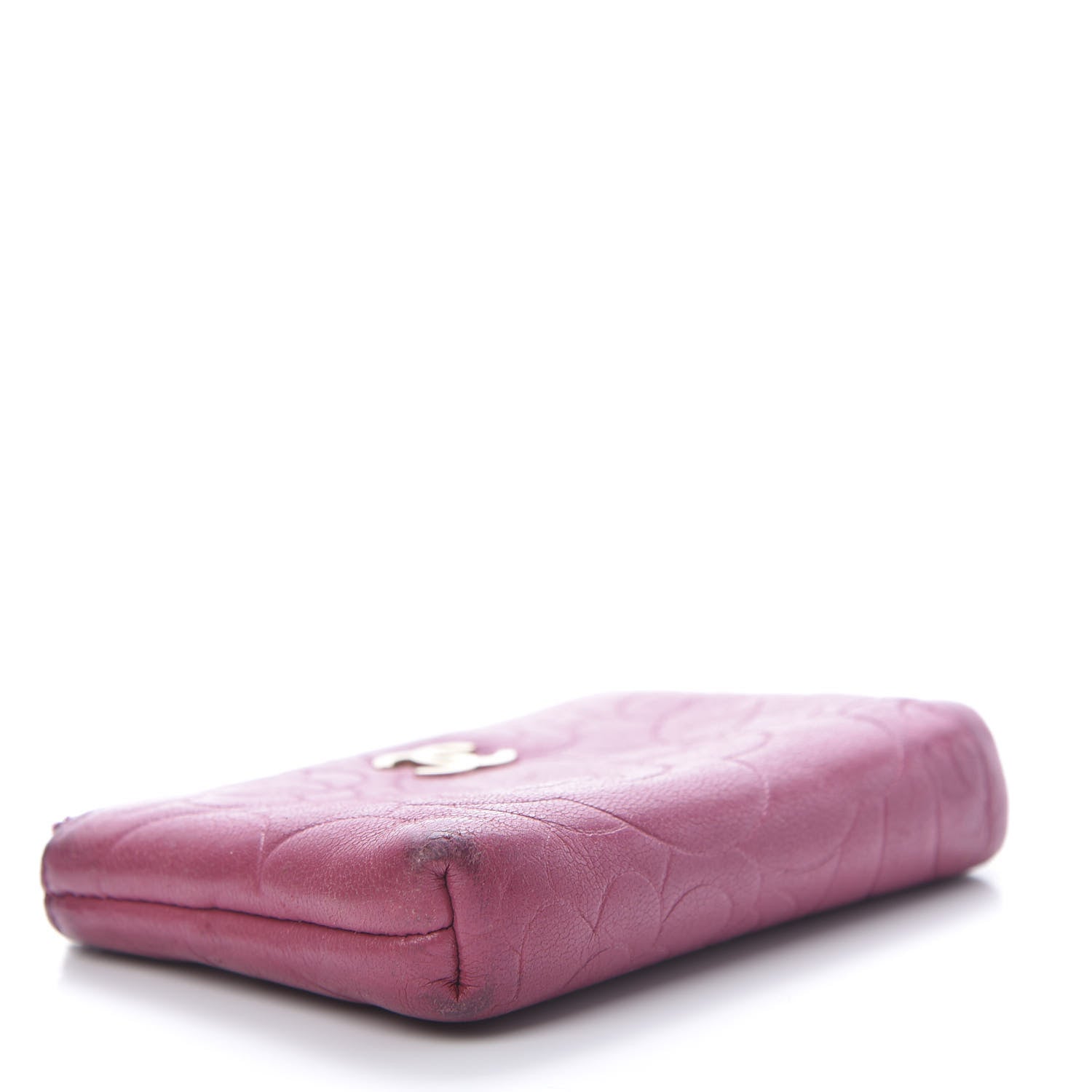 Chanel Lambskin Camellia Embossed Key Holder Case Fuchsia 4 of 16