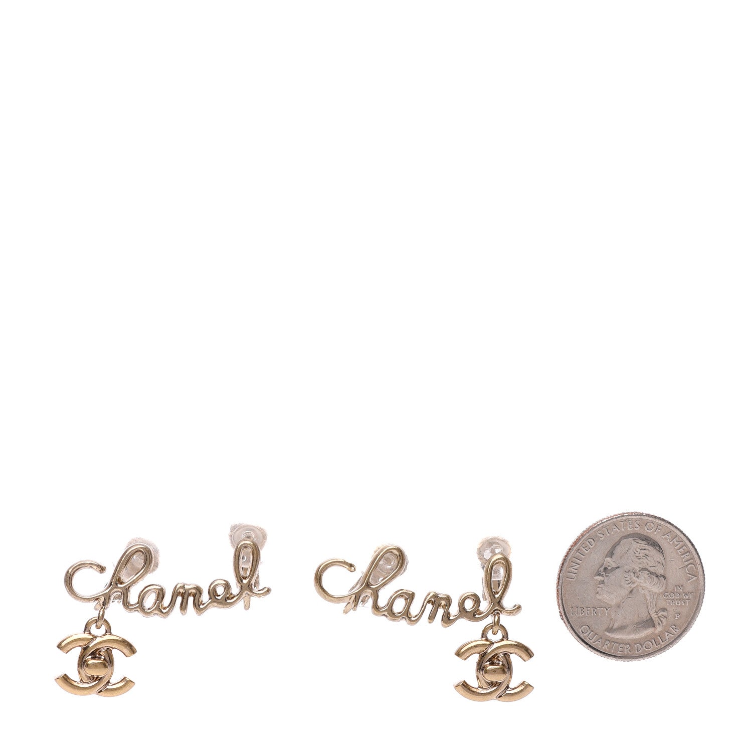 Chanel Metal Logo CC Turnlock Clip On Earrings Gold 2 of 5