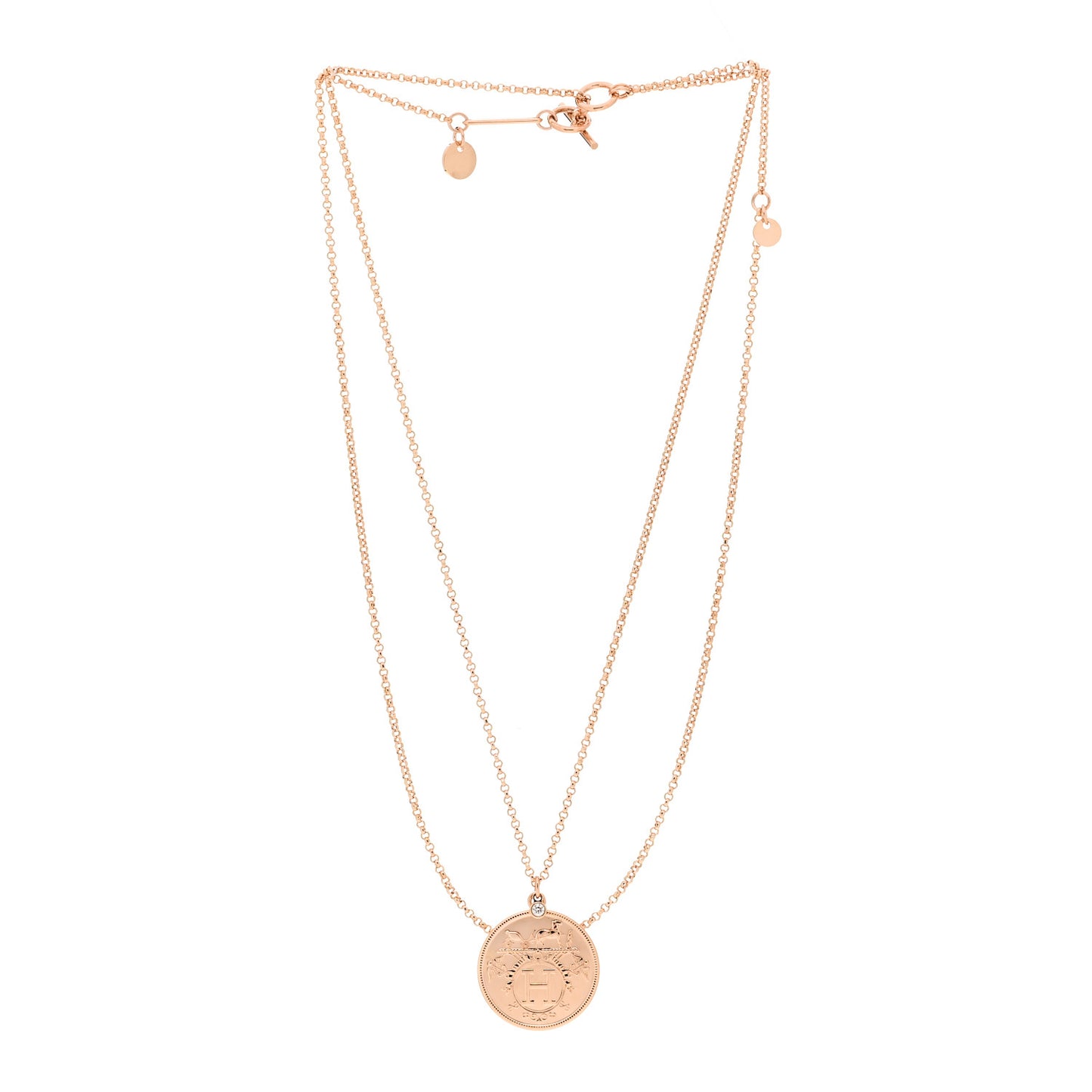 18K Rose Gold Diamond MM Ex-Libris Pendant Necklace