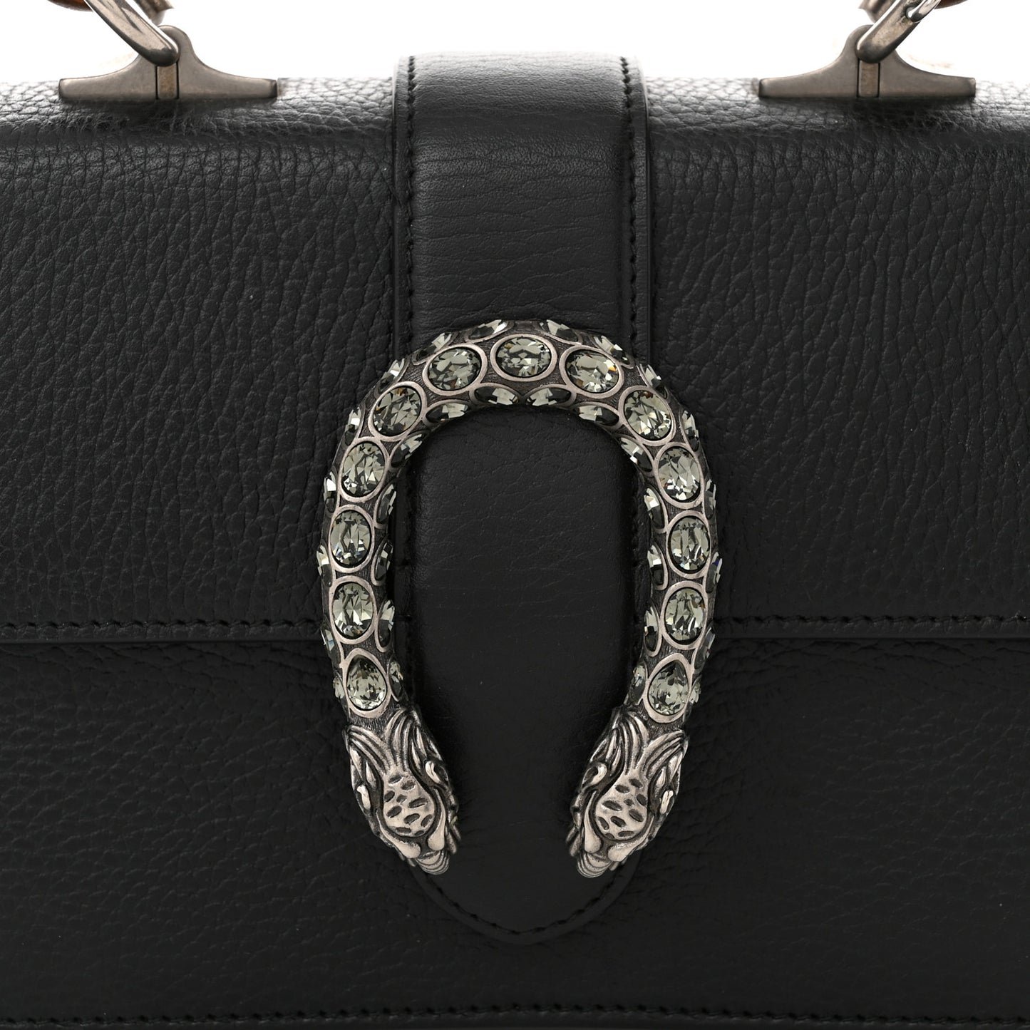 Dollar Calfskin Crystal Web Mini Dionysus Bamboo Top Handle Bag Black Black Diamond