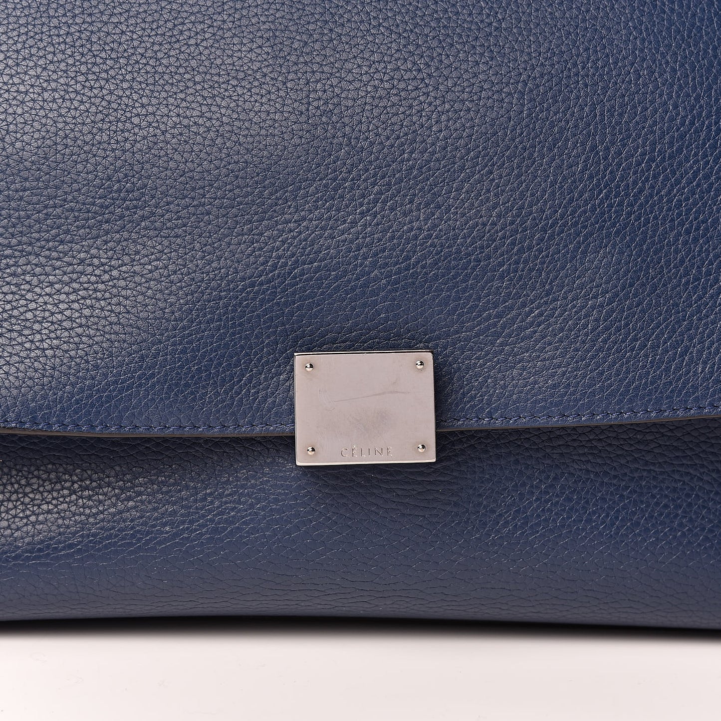 Drummed Calfskin Suede Medium Trapeze Navy