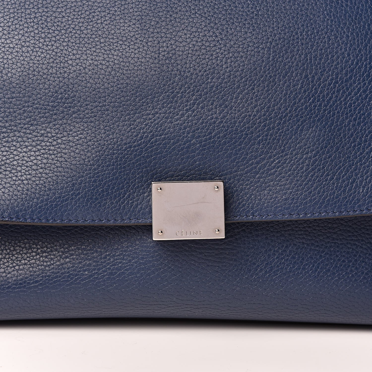 Celine Drummed Calfskin Suede Medium Trapeze Navy 7 of 18