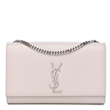 Saint Laurent Grain De Poudre Medium Classic Monogram Kate Satchel Icy White 1 of 15