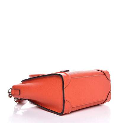 Celine Drummed Calfskin Nano Luggage Vermillion 5 of 8