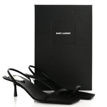 Saint Laurent Satin Slingback Jaspe 55 Sandals  40 Black 10 of 10