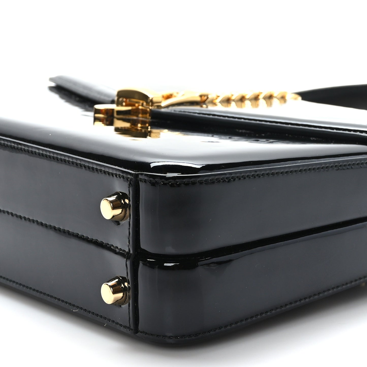 Mousse Top Patent Mini Sylvie 1969 Top Handle Bag Black
