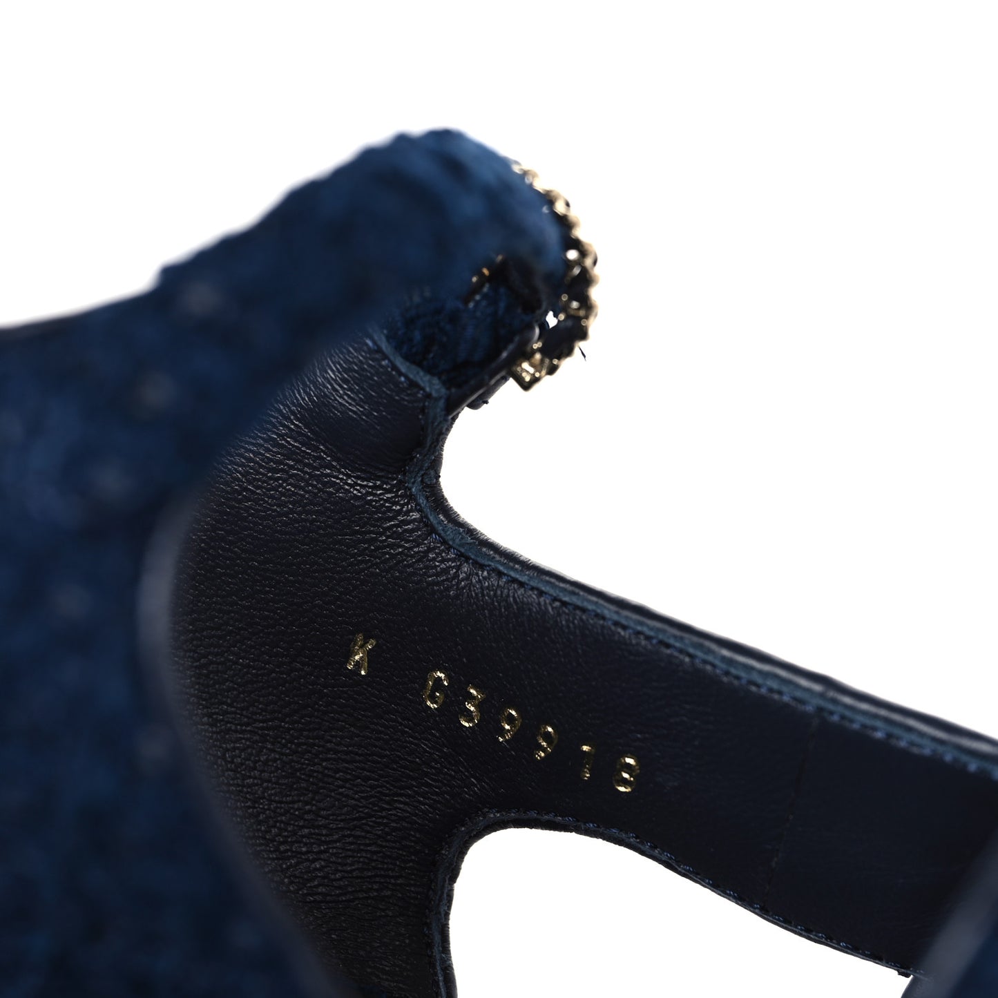 Cotton Tweed Quilted CC Platform Sandals 39 Navy Blue