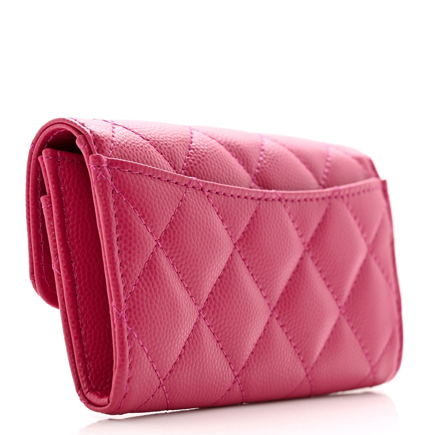 Chanel Caviar Quilted Flap Card Holder Wallet Fuchsia 3 of 9