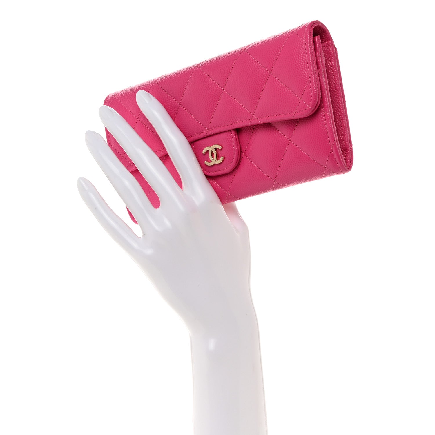 Chanel Caviar Quilted Medium Flap Wallet Dark Pink 2 of 9