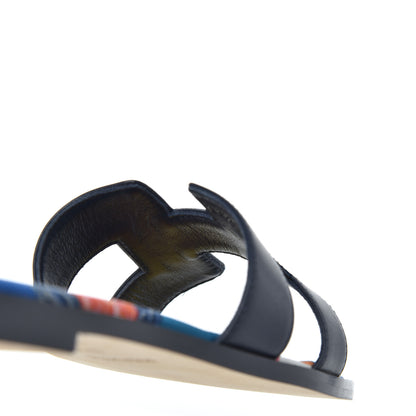 Hermes Calfskin Oran Sandals 37.5 Bleu 17 of 20