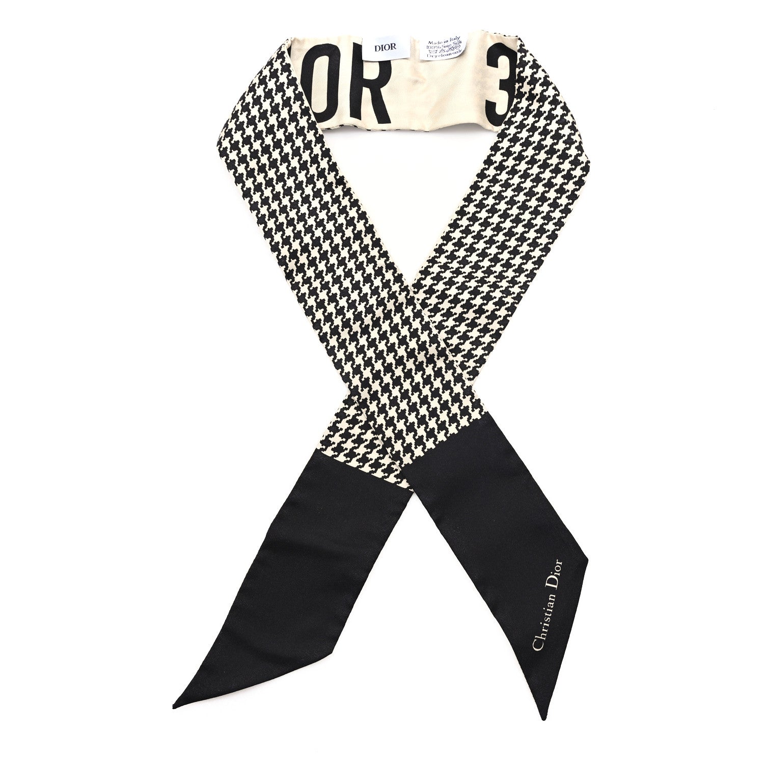 Christian Dior Silk 30 Montaigne Mitzah Scarf Black White 1 of 3