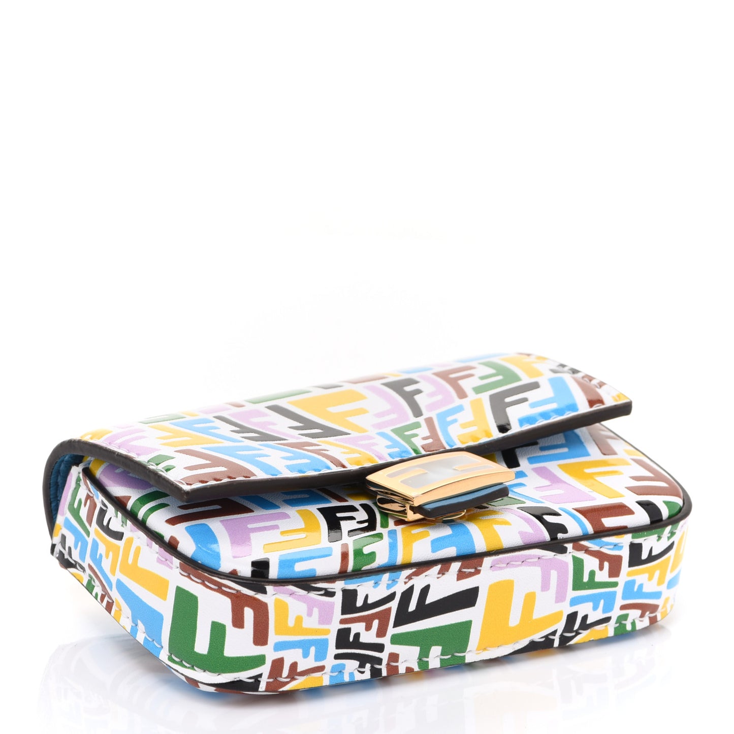 X SARAH COLEMAN Vitello Liberty Ceylon Micro FF Fish Eye Embossed Nano Baguette Charm Multicolor Cyber Blue