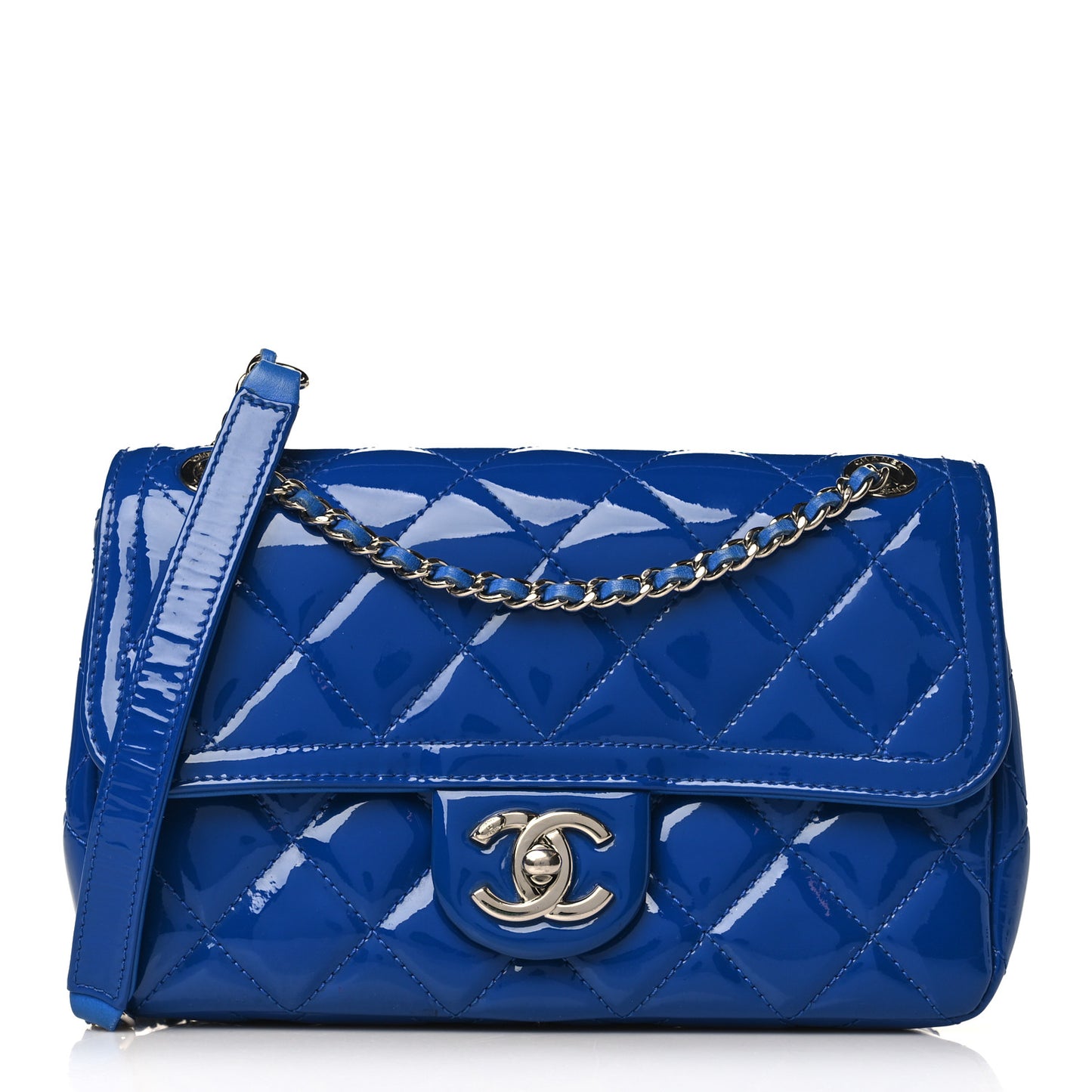 Patent Quilted Small Coco Shine Flap Blue