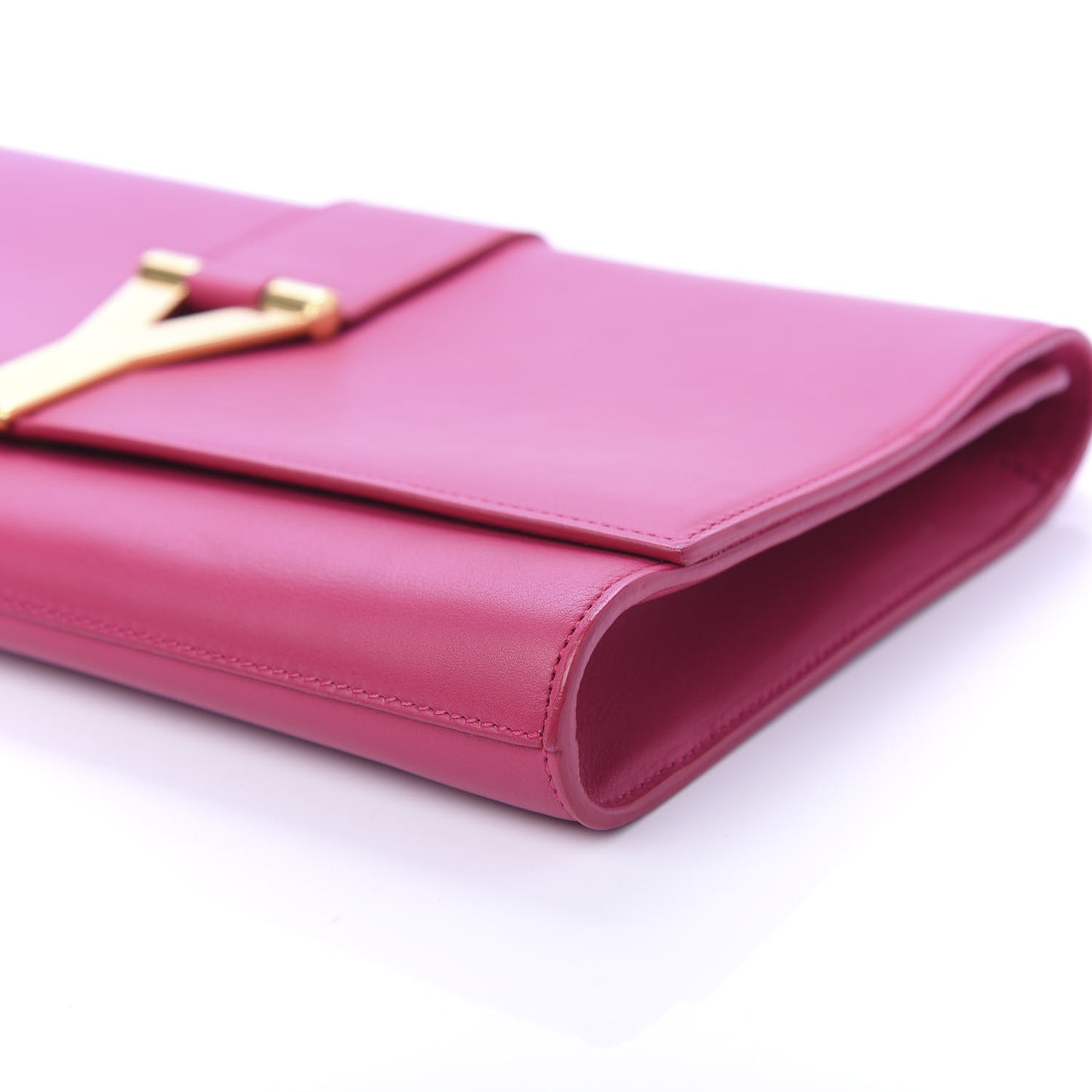 Calfskin Classic Y Ligne Clutch Fuchsia
