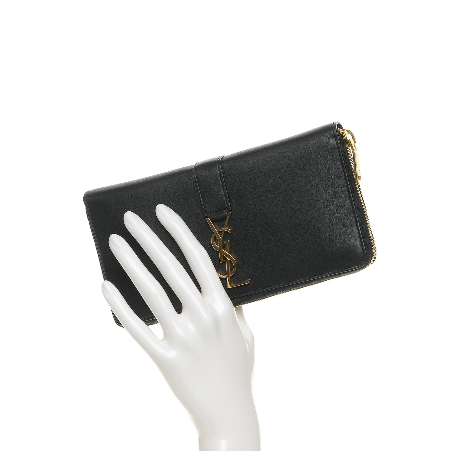 Calfskin Monogram Zip Around Wallet Black