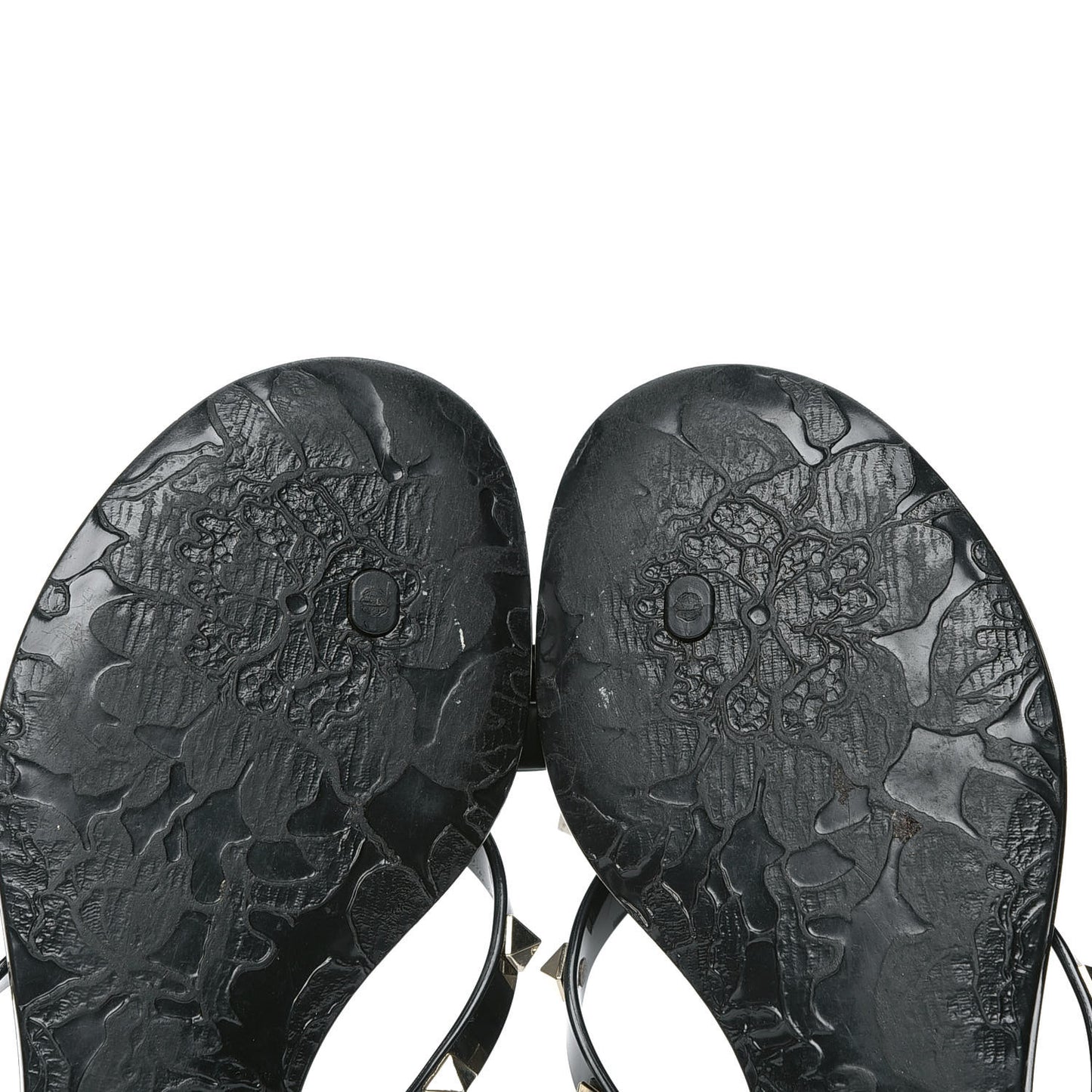 PVC Jelly Rockstud Bow Thong Sandals 36 Black