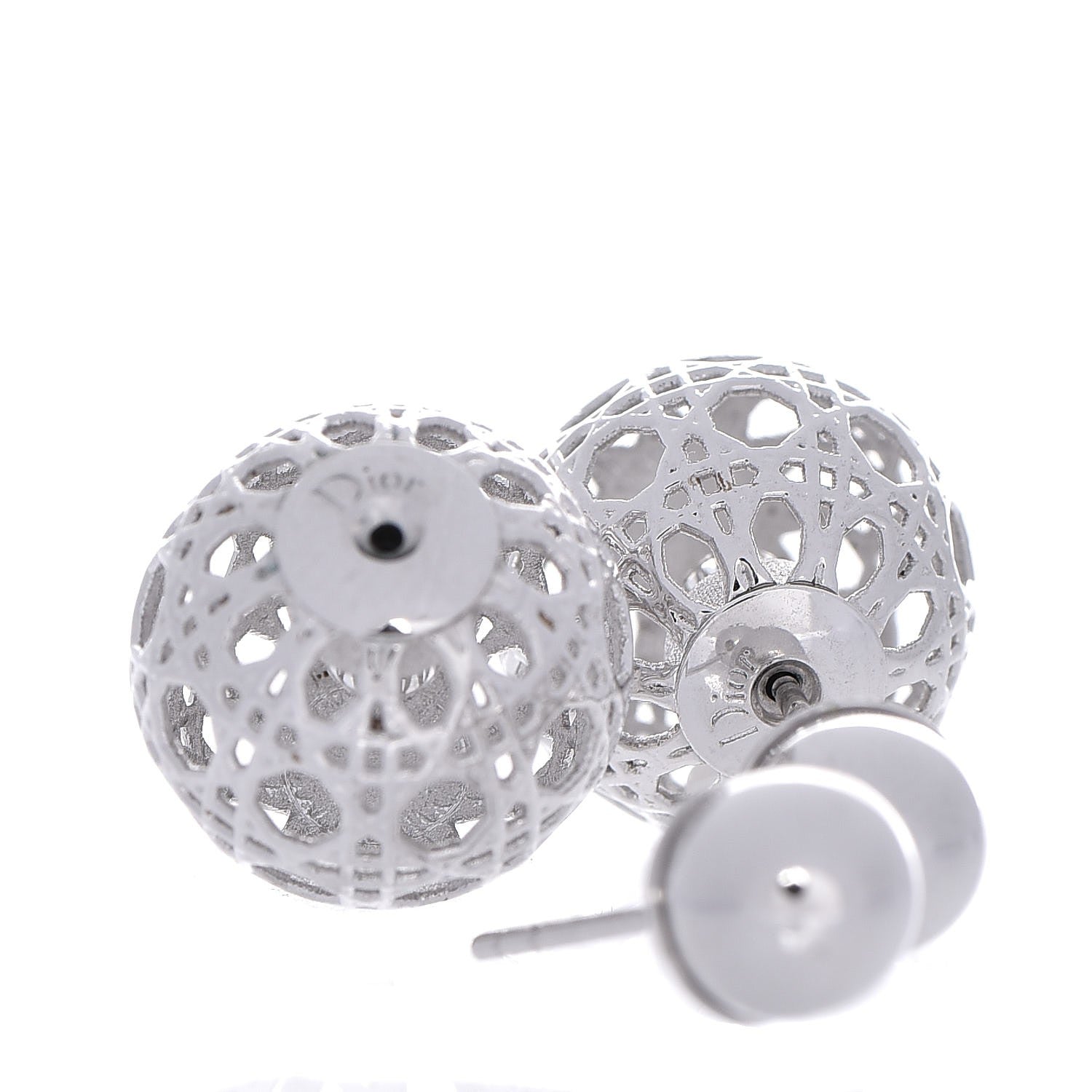 Christian Dior Cannage Mise En Dior Tribal Earrings Silver 3 of 5