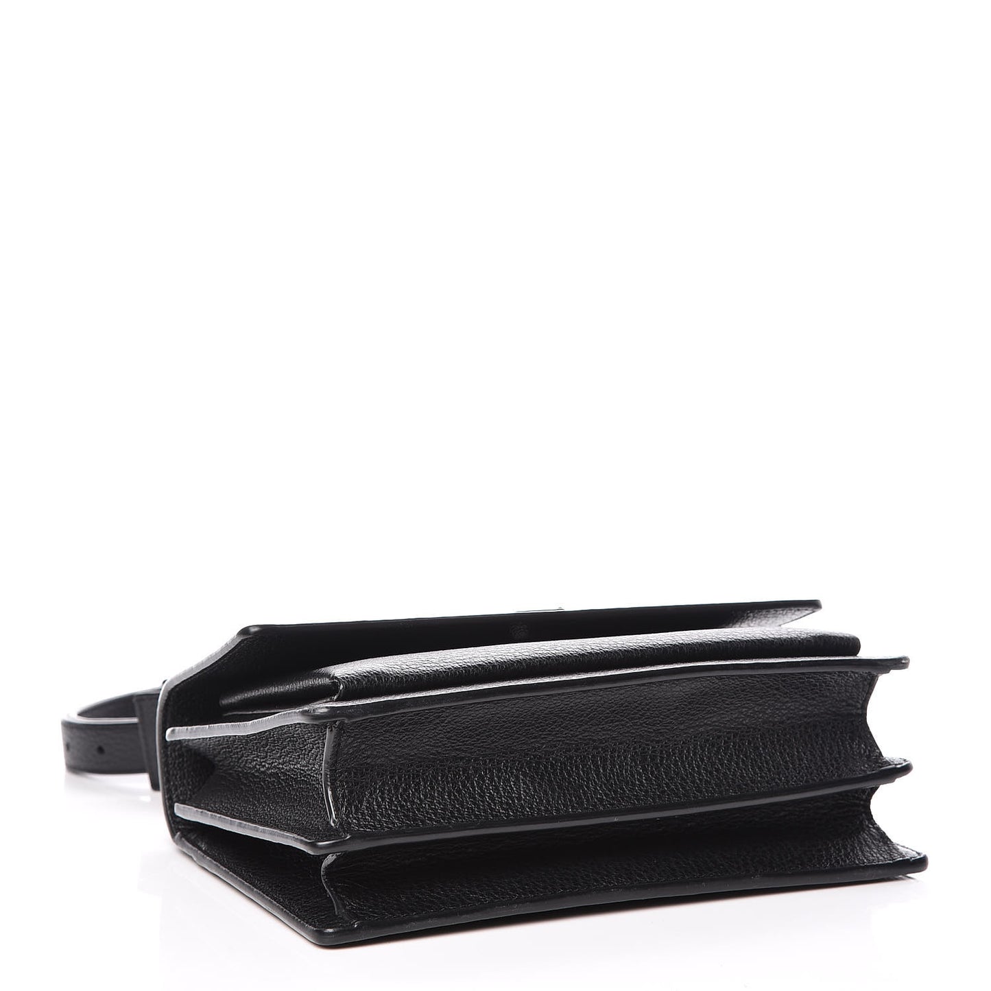Grained Calfskin Medium Monogram Sunset Satchel Black