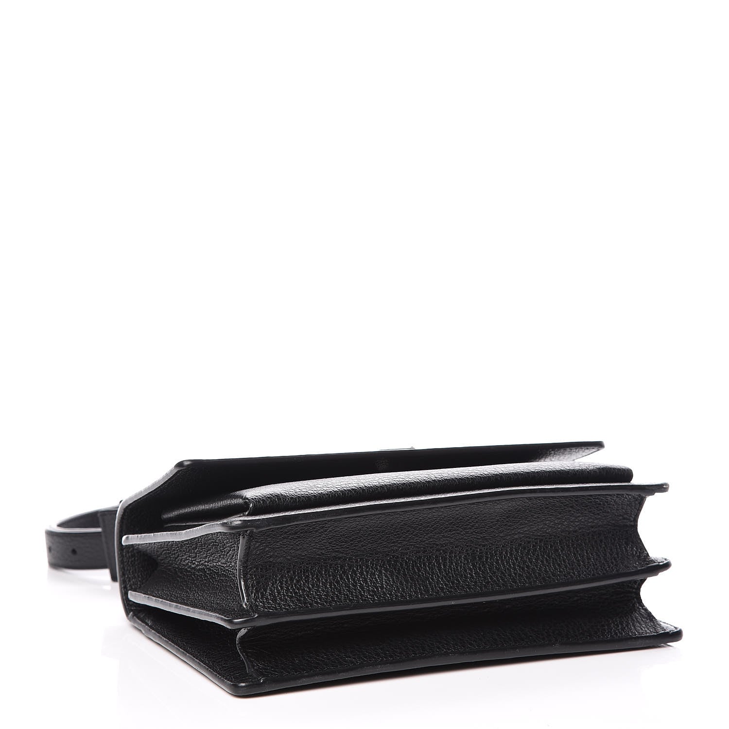 Saint Laurent Grained Calfskin Medium Monogram Sunset Satchel Black 4 of 10