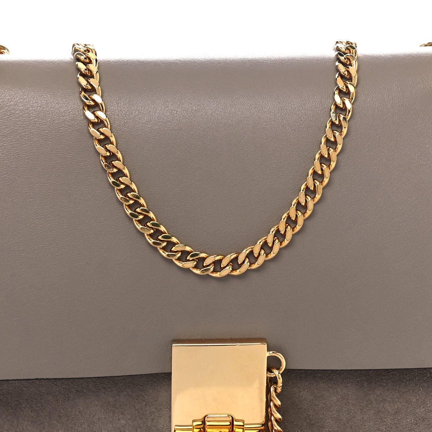 Suede Smooth Calfskin Drew Shoulder Bag Motty Grey