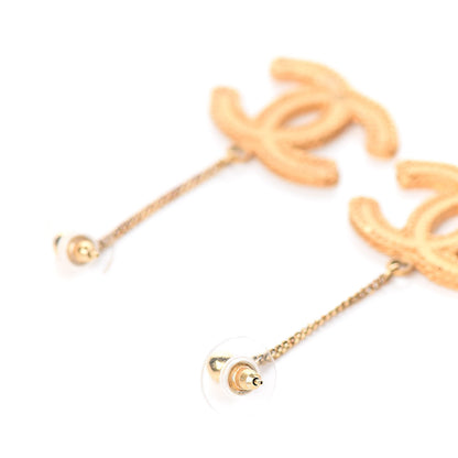 Chanel CC Drop Earrings Matte Gold 3 of 9