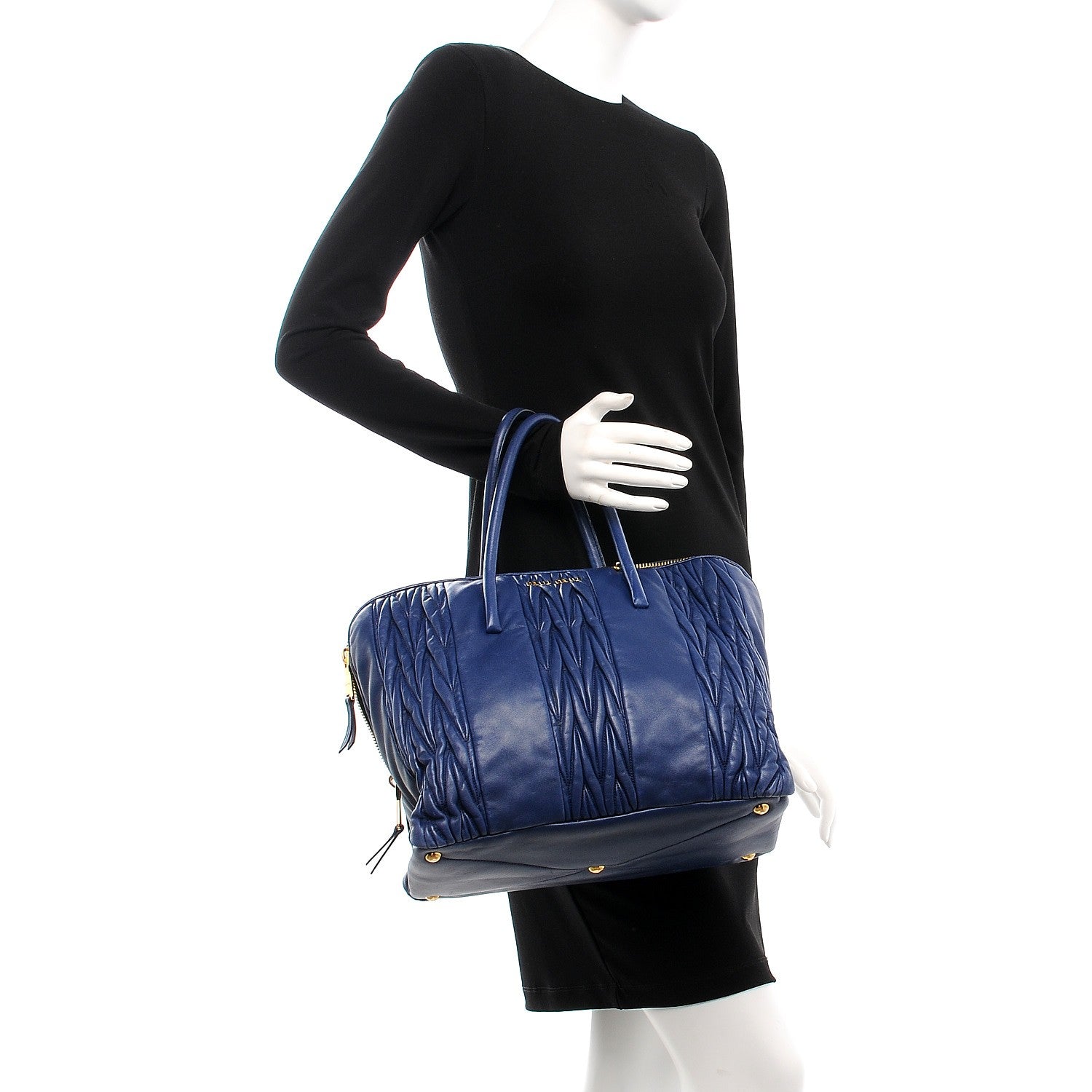 Miu Miu Nappa Matelasse Tote Blue 3 of 14