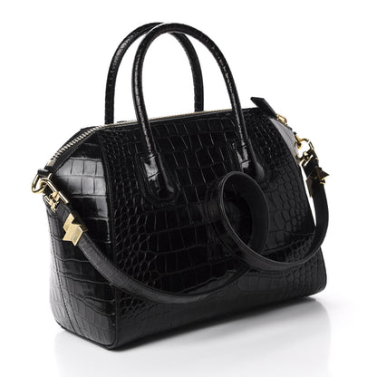 Givenchy Calfskin Crocodile Embossed Small Antigona Black 4 of 11