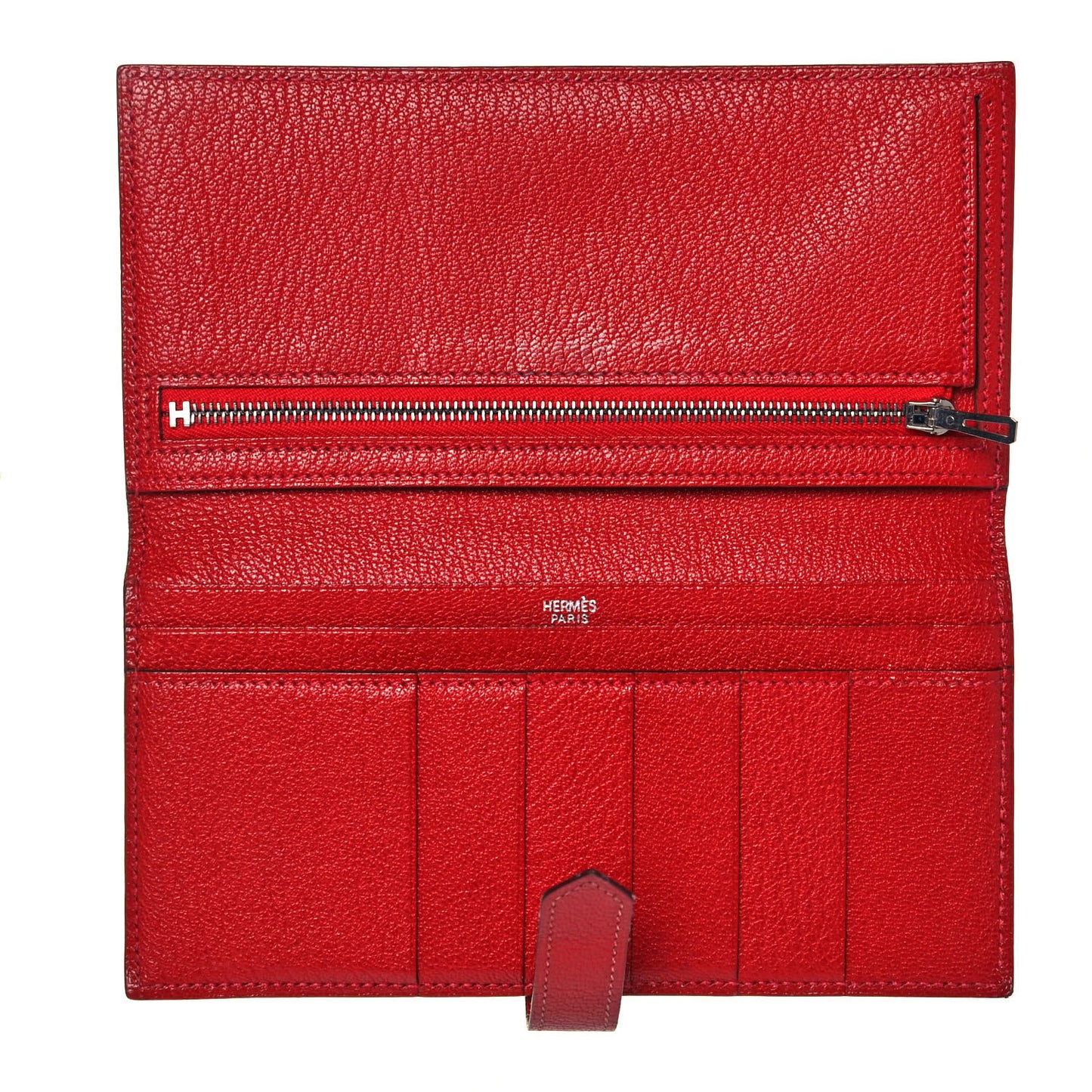 Chevre Mysore Bearn Gusset Wallet Rouge Garance