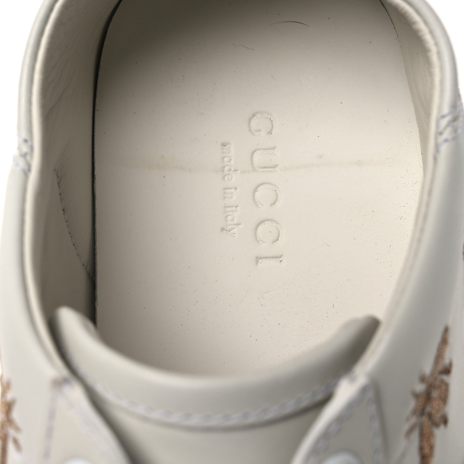 Gucci Calfskin Bee Star Embroidered Sylvie Web Ace Sneakers 35.5 White 9 of 12