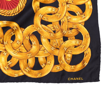 Chanel Silk CC Chain Square Scarf Black 3 of 3